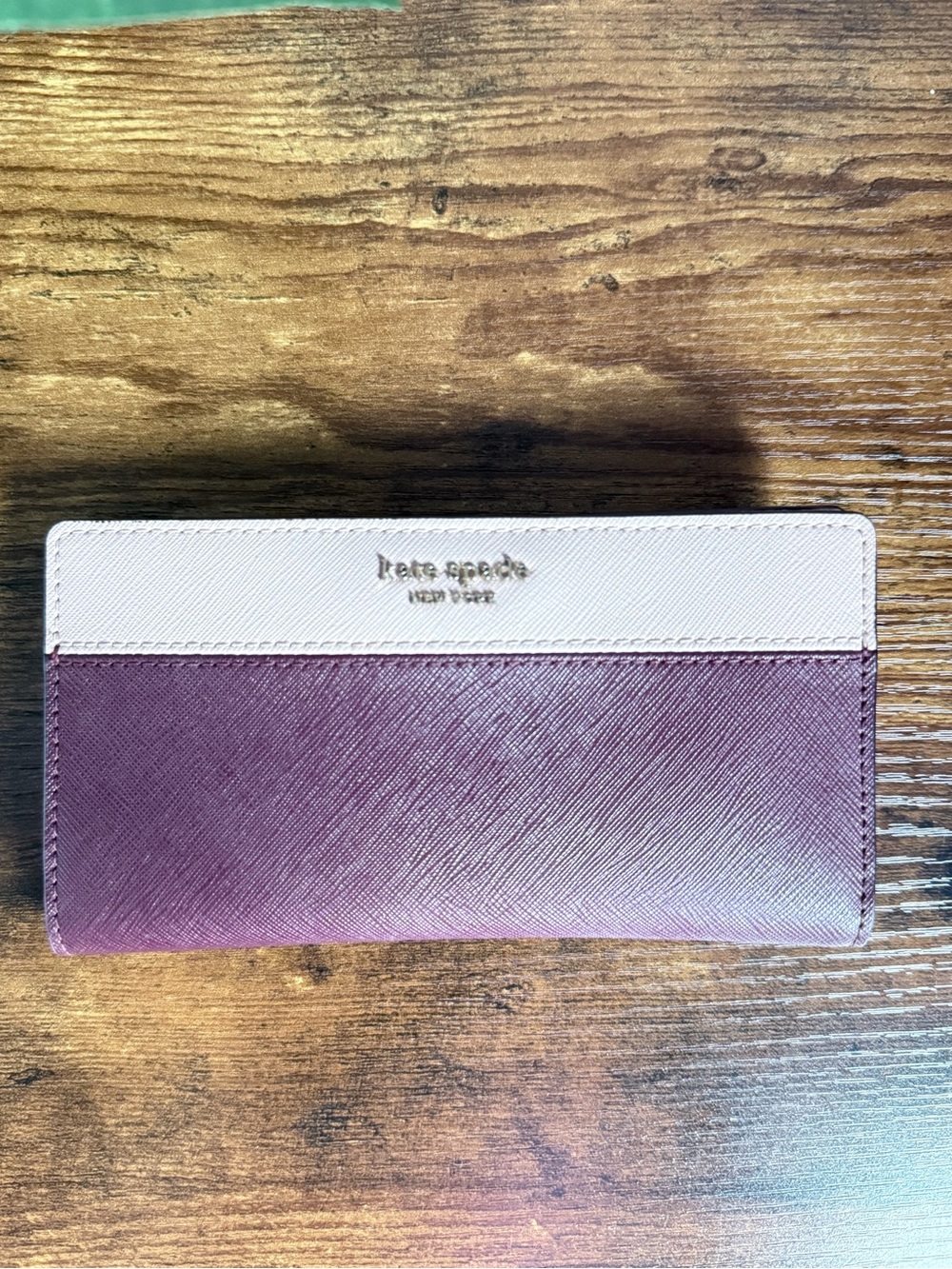 kate spade Two-Tone Plum and Cream Continental Wallet